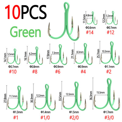 Bimoo 10PCS visoke ugljičnog čelika visoke udice fluorescentne/svjetleće visoke udice slanovodni slatkovodni ribolov mamac mamac pecanje
