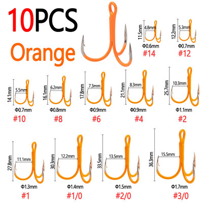 Bimoo 10PCS visoke ugljičnog čelika visoke udice fluorescentne/svjetleće visoke udice slanovodni slatkovodni ribolov mamac mamac pecanje