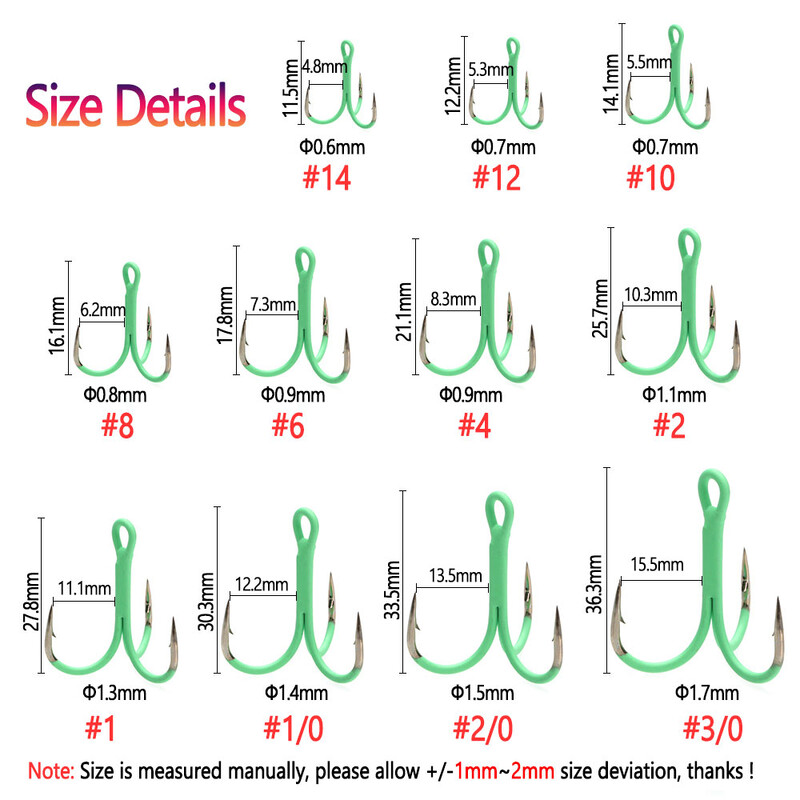 Bimoo 10PCS visoke ugljičnog čelika visoke udice fluorescentne/svjetleće visoke udice slanovodni slatkovodni ribolov mamac mamac pecanje