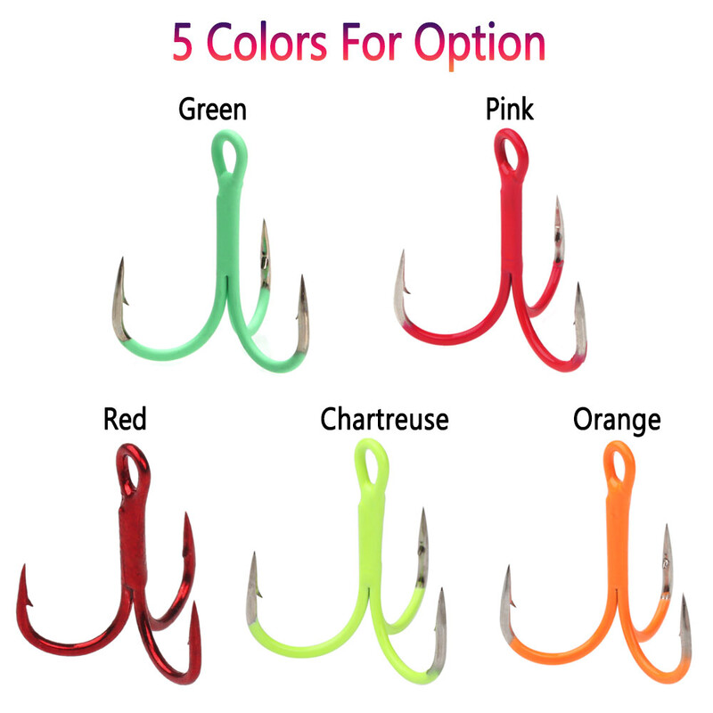 Bimoo 10PCS visoke ugljičnog čelika visoke udice fluorescentne/svjetleće visoke udice slanovodni slatkovodni ribolov mamac mamac pecanje