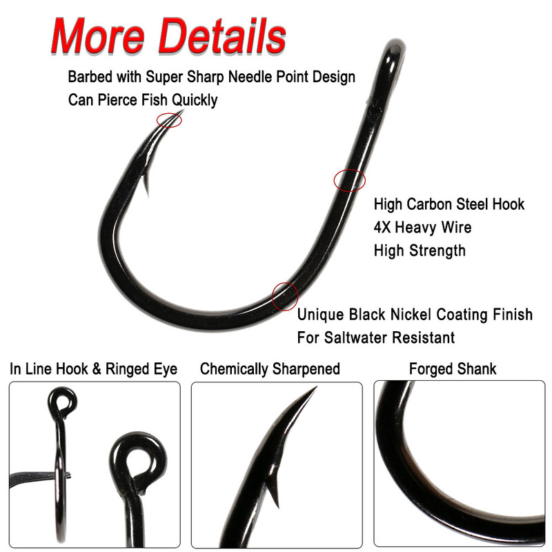 ICERIO #3/0~#10/0 Θαλασσινό νερό Βαρύ Βαρύ Ζωντανό Δολωματικό Άγκιστρο 4X Βαρύ Σύρμα Βαρέων Καθηκόντων Μονό Γάντζο Για Θαλασσινό Ψάρεμα Ψάρια μεγάλου παιχνιδιού