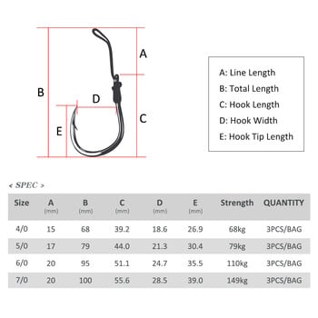 Noeby Heavy Duty Jigging Assist Rig Hooks 3PCs Bright Tin Thick Shaft Hook 4/0 5/0 6/0 7/0 Максимална здравина 149 кг Метални джигови куки