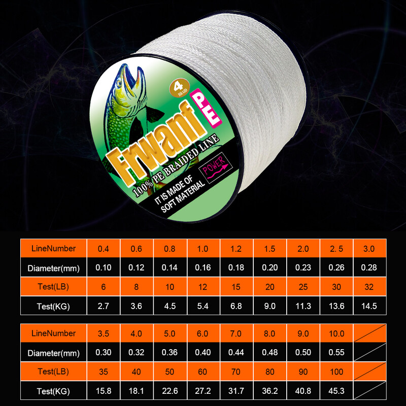 Frwanf Japan 4 žičane pletenice za pecanje 100M 109Yds slatkovodni lov za morski ribolov Šaran 10-100LB žica 6 8 10 20 30 100 LBS