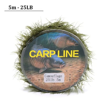 Linie de pescuit la crap de 5 m, metoda de hrănire pentru linie de imitație de buruieni, momeală de pește Hooklink, ață de iarbă de mare pentru accesorii pentru instalații de crap.