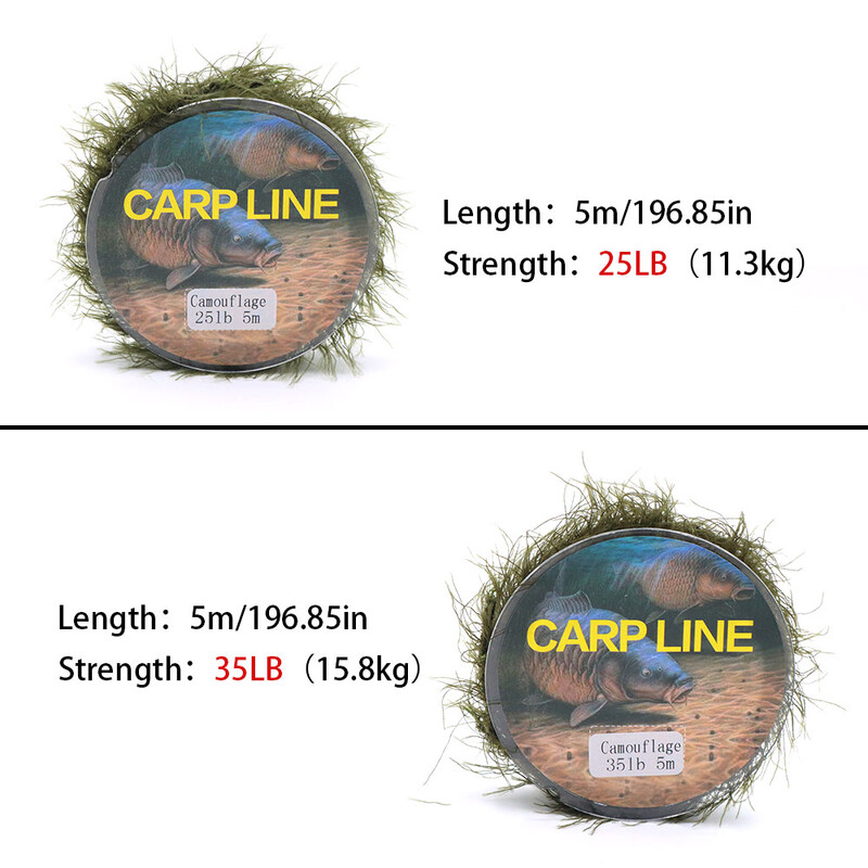 Linie de pescuit la crap de 5 m, metoda de hrănire pentru linie de imitație de buruieni, momeală de pește Hooklink, ață de iarbă de mare pentru accesorii pentru instalații de crap.