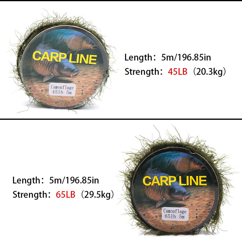 Linie de pescuit la crap de 5 m, metoda de hrănire pentru linie de imitație de buruieni, momeală de pește Hooklink, ață de iarbă de mare pentru accesorii pentru instalații de crap.