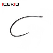 ICERIO 30PCS Black Nikel Curved Nymph Shrimp Scud Caddis Pupa Udica za vezanje muha Standardna češka udica s ravnim okom