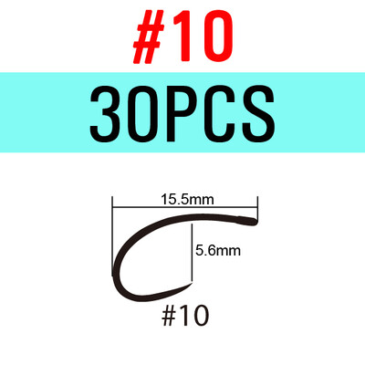 ICERIO 30PCS Black Nikel Curved Nymph Shrimp Scud Caddis Pupa Udica za vezanje muha Standardna češka udica s ravnim okom