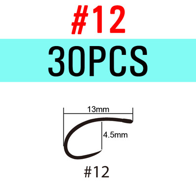 ICERIO 30PCS Black Nikel Curved Nymph Shrimp Scud Caddis Pupa Udica za vezanje muha Standardna češka udica s ravnim okom