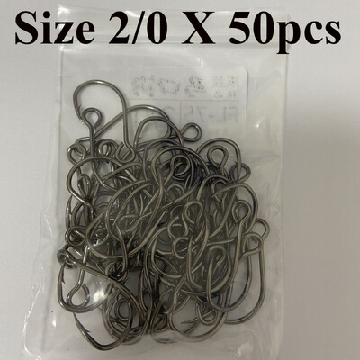 50 kom/vreći #8-#3/0 Visokougljični čelik Inline jednostruka udica s velikim okom, zamjenska udica, žlica za pecanje, pribor za spinner