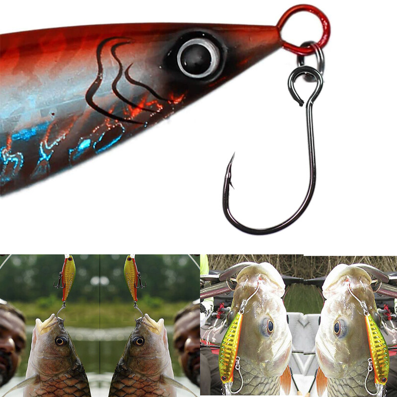 50 kom/vreći #8-#3/0 Visokougljični čelik Inline jednostruka udica s velikim okom, zamjenska udica, žlica za pecanje, pribor za spinner