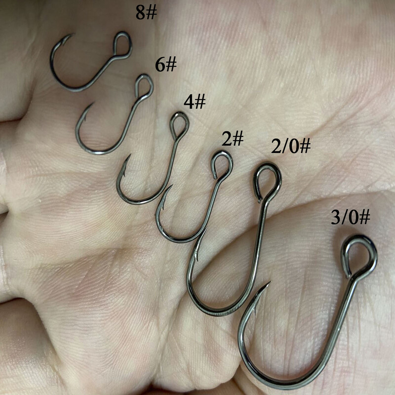 50 kom/vreći #8-#3/0 Visokougljični čelik Inline jednostruka udica s velikim okom, zamjenska udica, žlica za pecanje, pribor za spinner