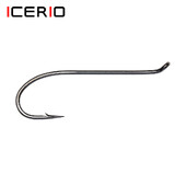 ICERIO 30PCS Black-nikl Finish Fly Tiing Udica 1X Strength Up-Orned Eye 2X Long Shank Mušice za losos/čeličnu glavu i udica za nimfe