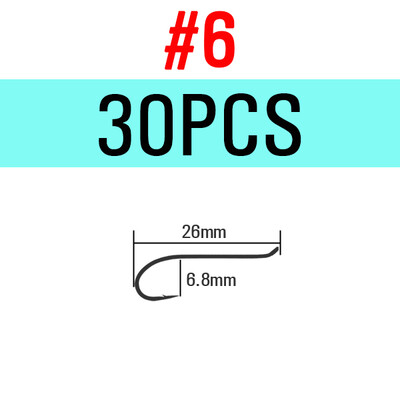 ICERIO 30PCS Black-nikl Finish Fly Tiing Udica 1X Strength Up-Orned Eye 2X Long Shank Mušice za losos/čeličnu glavu i udica za nimfe