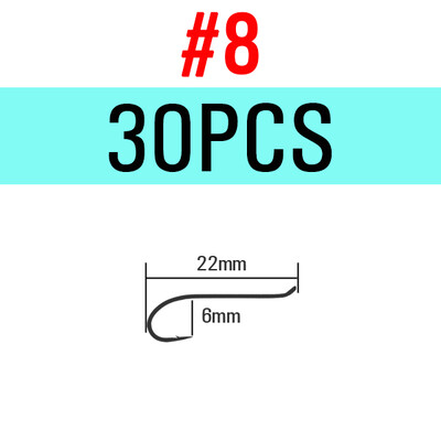 ICERIO 30PCS Black-nikl Finish Fly Tiing Udica 1X Strength Up-Orned Eye 2X Long Shank Mušice za losos/čeličnu glavu i udica za nimfe