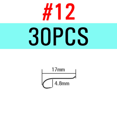 ICERIO 30PCS Black-nikl Finish Fly Tiing Udica 1X Strength Up-Orned Eye 2X Long Shank Mušice za losos/čeličnu glavu i udica za nimfe