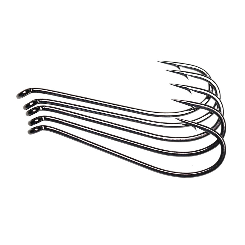 ICERIO 30PCS Black-nikl Finish Fly Tiing Udica 1X Strength Up-Orned Eye 2X Long Shank Mušice za losos/čeličnu glavu i udica za nimfe