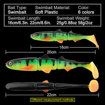 Spinpoler 25g/58g Shad Jointed Perch Pike Fishing Lures Soft Baitfish Bait Sinking SwimBait Crankbait Μαλακό δόλωμα Είδη ψαρέματος