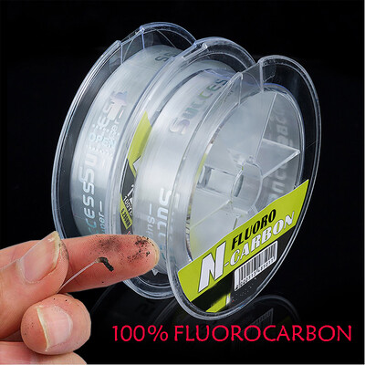 100M 100% fluorokarboninis žvejybos valas Pure Fluorocarbon Muselinės žvejybos lyderis Anglies pluoštas Greitai skęstantis karpis