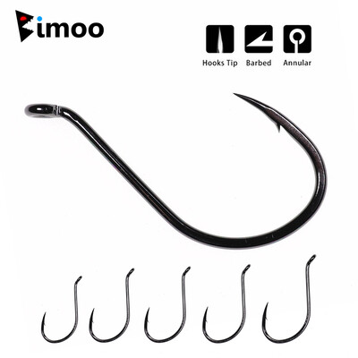 Bimoo 20 τμχ Offset Octopus Beak Hook High Carbon Steel Μαύρο Nickel Sea Fishing Hook 4/0 5/0 6/0 7/0 8/0