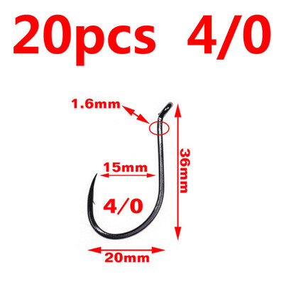 Bimoo 20 komada ofsetne udice s kljunom hobotnice Visokougljični čelik Crni nikal Udica za morski ribolov 4/0 5/0 6/0 7/0 8/0