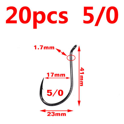 Bimoo 20 komada ofsetne udice s kljunom hobotnice Visokougljični čelik Crni nikal Udica za morski ribolov 4/0 5/0 6/0 7/0 8/0