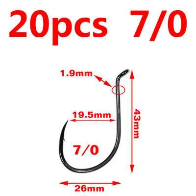 Bimoo 20 komada ofsetne udice s kljunom hobotnice Visokougljični čelik Crni nikal Udica za morski ribolov 4/0 5/0 6/0 7/0 8/0