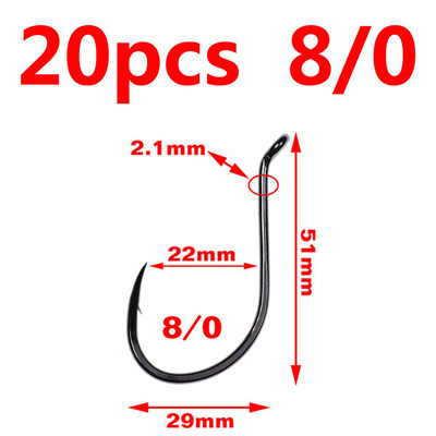 Bimoo 20 komada ofsetne udice s kljunom hobotnice Visokougljični čelik Crni nikal Udica za morski ribolov 4/0 5/0 6/0 7/0 8/0