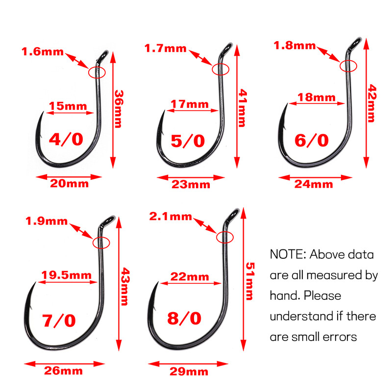Bimoo 20 komada ofsetne udice s kljunom hobotnice Visokougljični čelik Crni nikal Udica za morski ribolov 4/0 5/0 6/0 7/0 8/0