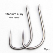 50 buc din aliaj de titan cârlig Kanto nou fără barbe competitiv crap negru caras