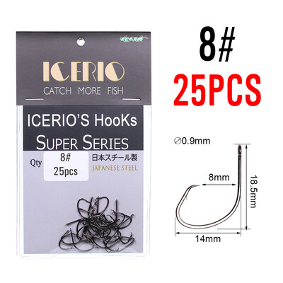 ICERIO 25 KOM visoko ugljični čelik antikorozivne hobotnice okrugle udice od slane vode s oštrim vrhom udica s crnim niklom