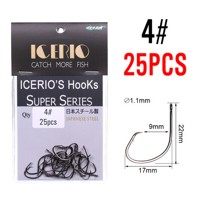 ICERIO 25 KOM visoko ugljični čelik antikorozivne hobotnice okrugle udice od slane vode s oštrim vrhom udica s crnim niklom