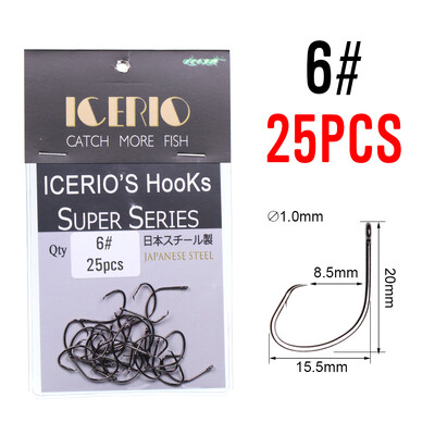 ICERIO 25 KOM visoko ugljični čelik antikorozivne hobotnice okrugle udice od slane vode s oštrim vrhom udica s crnim niklom