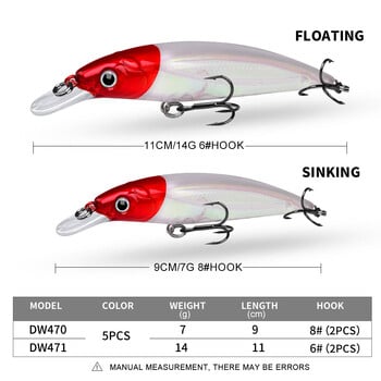 Hard Minnow Fishing Lures 9cm 11cm Jerkbait Swimbait Fishing Walleye Lures Crankbait Πέστροφα Γατόψαρο Τζέρκ Δόλωμα Δόλωμα Δόλωμα Τριμή γάντζοι