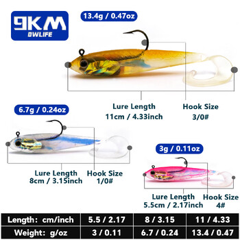 3 τεμ Fishing Soft Lures 3~13,4g Lead Head Jigs Soft Fishing Lure Bass Fresh Water Perch Paddle Tail Swimbait Fishing Bait Trout