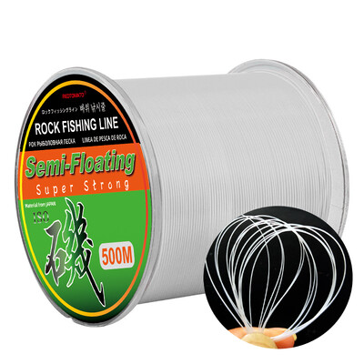 2024 White Rock Fishing Line 500m Semi-floating Soft Monofilament Nylon Sea Lure Pole Fishing Accessories