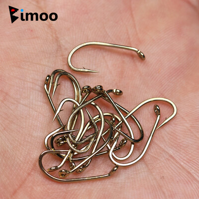 Bimoo 50/200 τμχ Fly Fishing Dry Fly Hook 2X Standard Wire Nymph Hook Bronze Nickel Finish Fly Δέσιμο Υλικό Μέγεθος #8 #10 #12 #14