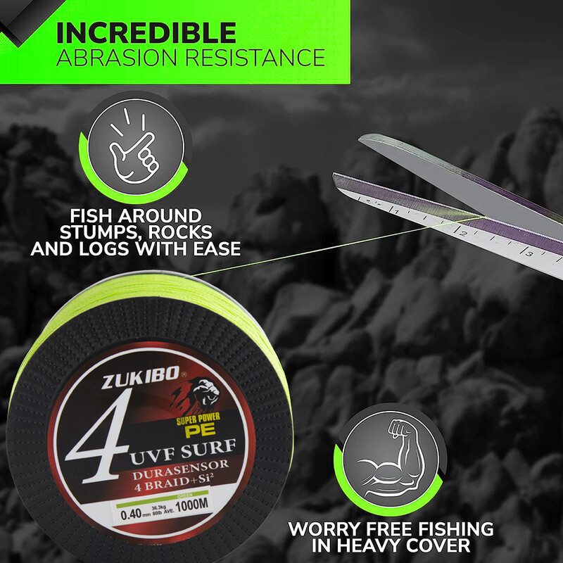 ZUKIBO SUPER POWER 4 niti 1000M PE struna za pecanje Upletena 12-100LB glatka višestruka super izdržljiva struna za pecanje Pesca