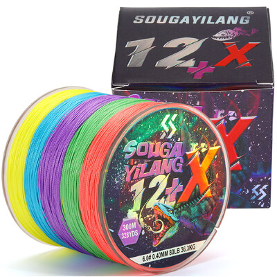 Sougayilang pleteni konac za pecanje s 12 niti 100 m/300 m PE konac s 5 boja s maksimalnim povlačenjem od 80 lb višestruki konac za pecanje, glatki za ribolov