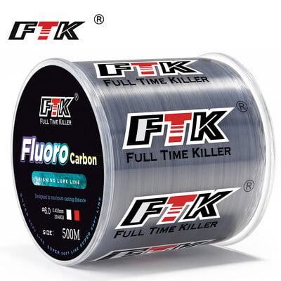 FTK makšķerēšanas aukla, oglekļa šķiedras pārklājums, fluoroglekļa aukla 300 m/500 m 0,14–0,5 mm 4,13–34,32 lB valkājami aksesuāri Japāna