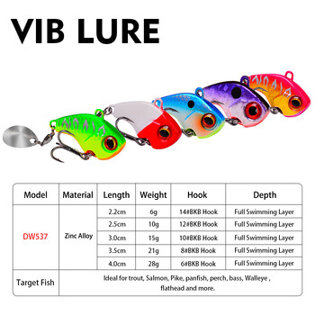 1 τεμ Περιστρεφόμενο Jig Metal VIB Spoon Spinner Fishing Lures 6g-28g Δόνηση Σκληρό Δόλωμα για Bass Pike Χειμερινό εργαλείο ψαρέματος με πάγο