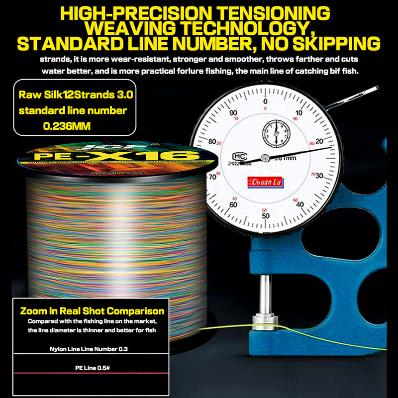 JOF 16X pletena struna za pecanje, 16 niti, 300M/100M, Japan, otporna na habanje, 25~200LB, multifilamentna glatka PE žica za pecanje šarana Pesca