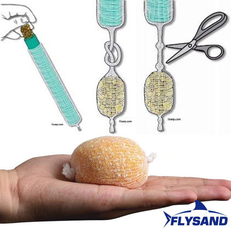 FLYSAND 5m PVA horgászháló PVA horgásztáska hálós vízben oldódó háló ponty horgász etető csapda csali hálók horgászeszközök 25/37/44 mm