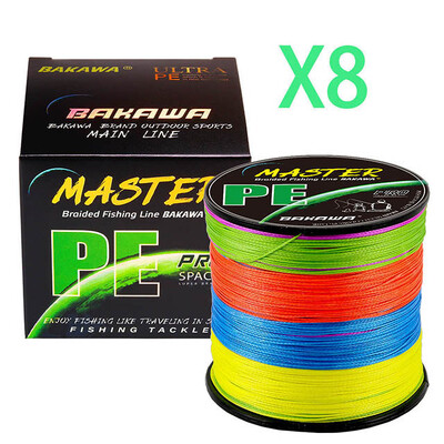 BAKAWA X8 Pe pletena struna za ribolov Pesca Carp Multifilament Fly Wire Japanska slana voda 1000M 500M 300M 100M 22LB-90LB