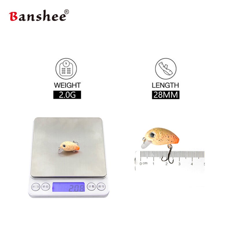 Banshee 28mm 2g Mini Crankbaits Ribolovni tonući vobler za štuku/trolling Rattling Baits Set Smuđ Ribolovni mamac Umjetno tvrdi