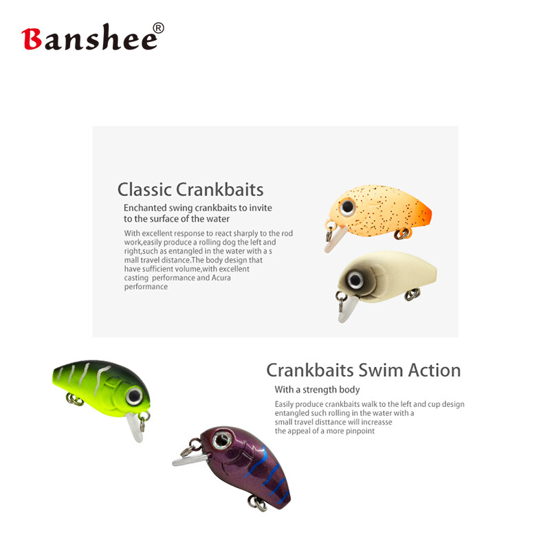 Banshee 28mm 2g Mini Crankbaits Ribolovni tonući vobler za štuku/trolling Rattling Baits Set Smuđ Ribolovni mamac Umjetno tvrdi