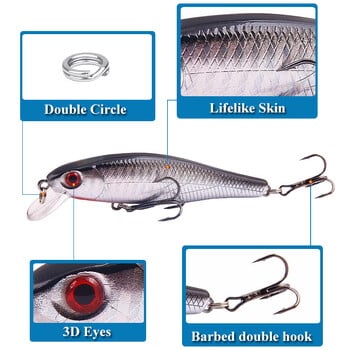 1 τεμ. Floating Minnow Fishing Lure Wobblers 8,5cm 9,2g τεχνητό πλαστικό σκληρό δόλωμα Bass Pike Crankbait Είδη ψαρέματος