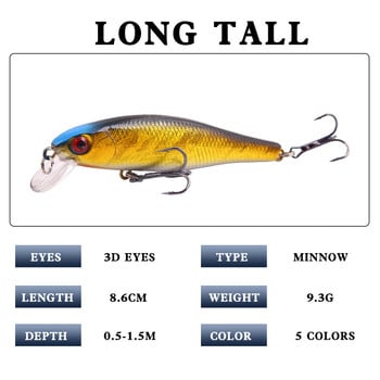 1 τεμ. Floating Minnow Fishing Lure Wobblers 8,5cm 9,2g τεχνητό πλαστικό σκληρό δόλωμα Bass Pike Crankbait Είδη ψαρέματος