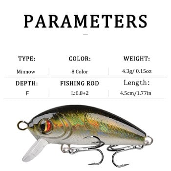 1 τμχ Japan Hot Model Minnow Fishing Lures 5cm 4,5g Floating Jerkbait Bass Pike Carkbait Wobblers Swimbait Professional Bait