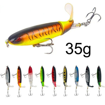 Top Water Fish Bait Huabo Popper Artificial Fish Bait Hard Plough Soft Spinning Tail Fishing Gear Fish Bait 13g/15g/35g